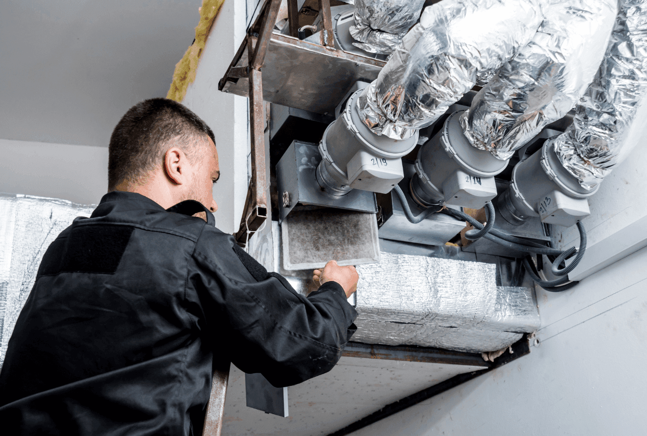 Industrial HVAC repair and maintenance for large warehouse facility in Al Quoz Jebel Ali Dubai Industrial City UAE