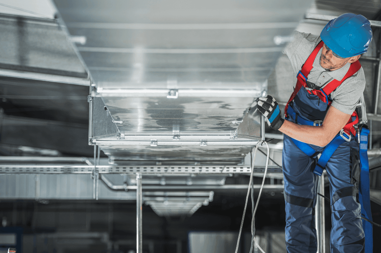Commercial AC system setup commissioning and testing by RSK Technical engineers at new commercial fitout Dubai